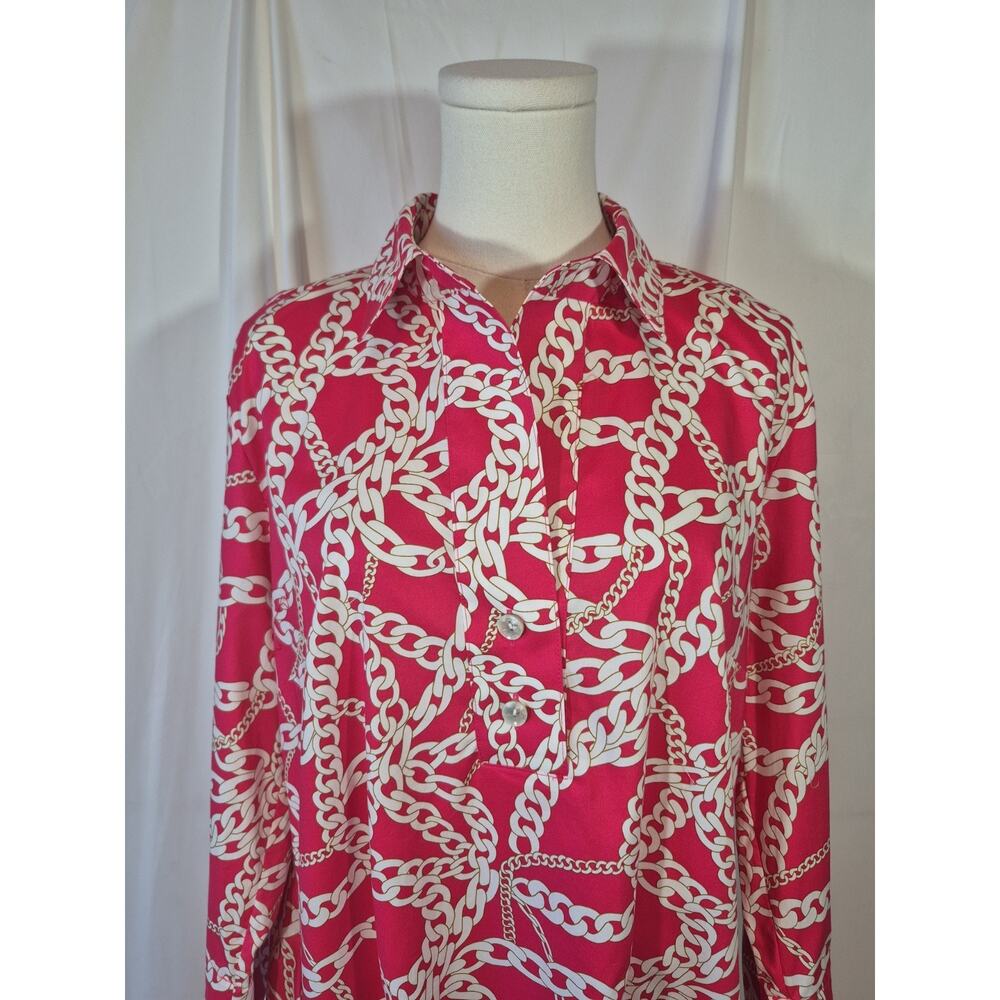 Hinson Wu Adeline Long Sleeve Chain Link Dress Pink White 1 US 0 XS - Picture 3 of 11